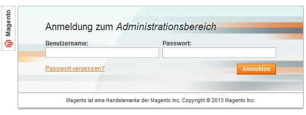 Anmeldung: Login in das Magento Backend